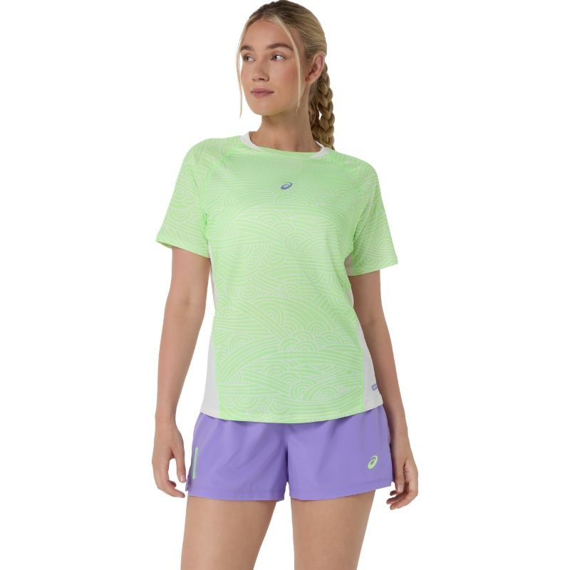 Tee-Shirt De Padel Femme Asics Court All Over Print Vert