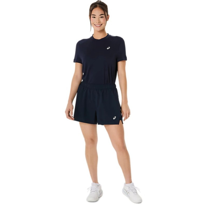 Promo Short Femme Asics 2en1 Court Bleu Marine
