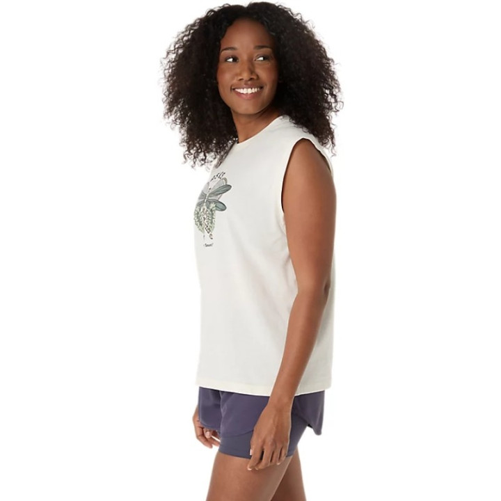 Prix Débardeur Femme Asics Game Seasonal Graphic Blanc Cassé