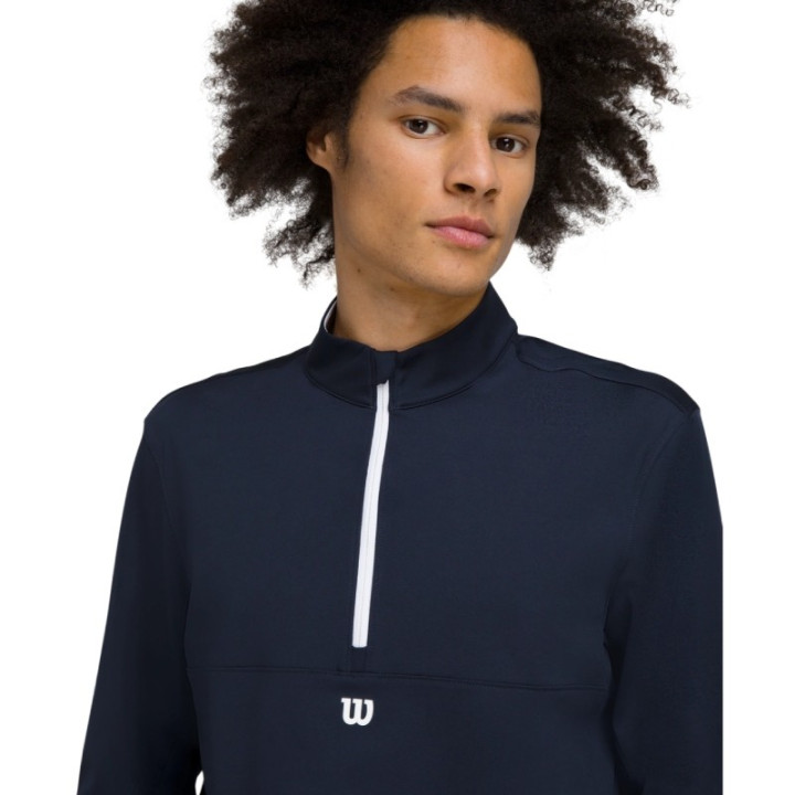 Promo Haut Manches Longues Wilson Elevate Performance 1/2 Zip Bleu Marine