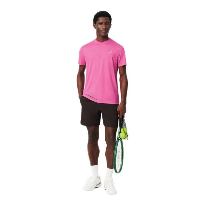 Tee-Shirt Lacoste Tennis Jacquard Stretch Ultra Dry Rose