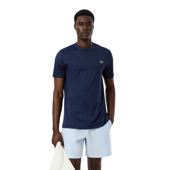 Tee-Shirt Lacoste Tennis Jacquard Stretch Ultra Dry Bleu Marine