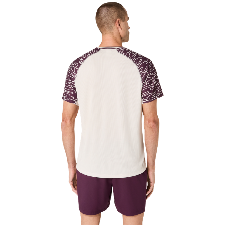Achat Tee Shirt De Padel Asics Court SS Beige/Bordeaux