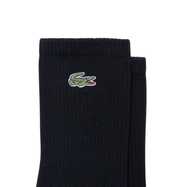 Achat 3 Paires De Chaussettes Lacoste Hautes Côtelées Noir