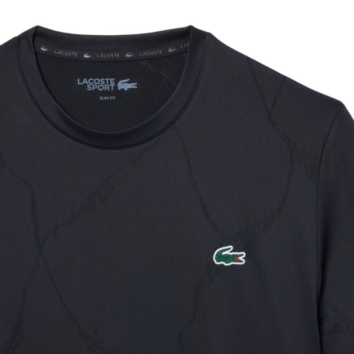 Achat Tee-Shirt Lacoste Tennis Jacquard Ultra Dry Noir