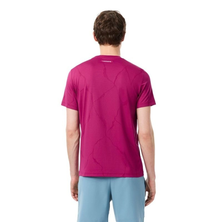 Achat Tee-Shirt Lacoste Tennis Jacquard Ultra Dry Fuchsia