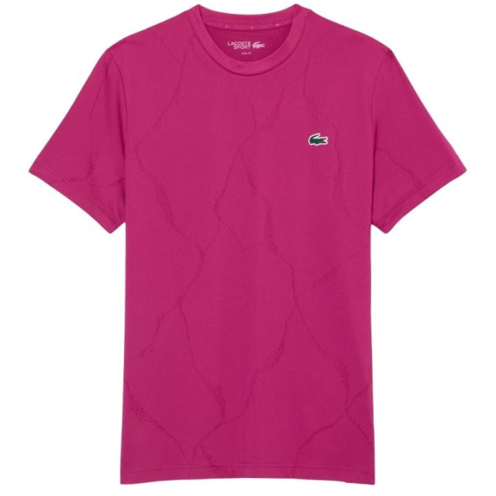 Vente Tee-Shirt Lacoste Tennis Jacquard Ultra Dry Fuchsia
