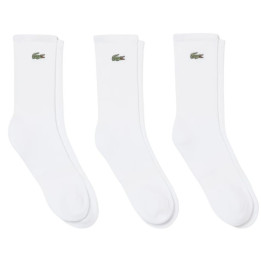 3 Paires De Chaussettes Lacoste Hautes Côtelées Blanc