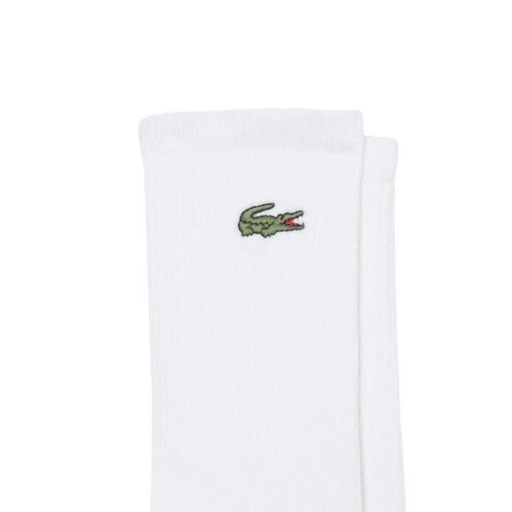 Achat 3 Paires De Chaussettes Lacoste Hautes Côtelées Blanc