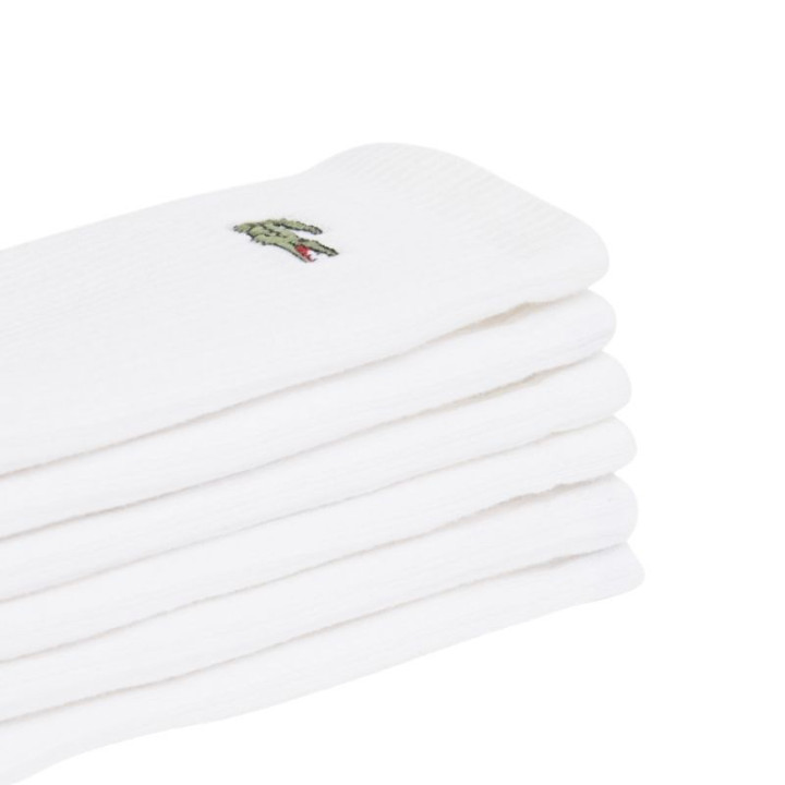 Prix 3 Paires De Chaussettes Lacoste Hautes Côtelées Blanc