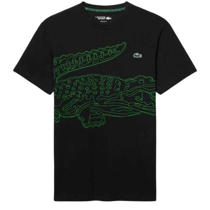Vente T-Shirt Lacoste Sport Ultra Dry Imprimé Crocodile Noir